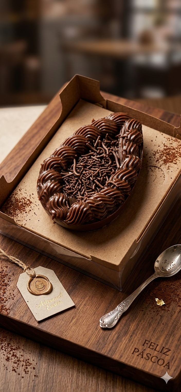 Ovo de colher de brigadeiro, com 140g, um brigadeiro bem balanciado, para todos os chocolatras!!!